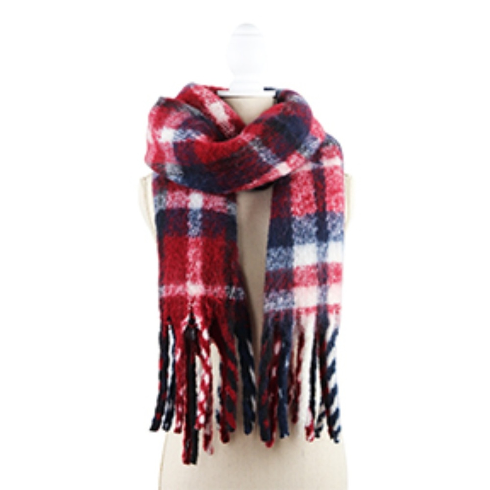 Red & blue plaid Oversized scarf